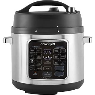 Robot de cocina - Crock-Pot Turbo Express CSC062X, Multicooker, 5.6 l, Sous Vide, 15 Programas, Negro/Plata