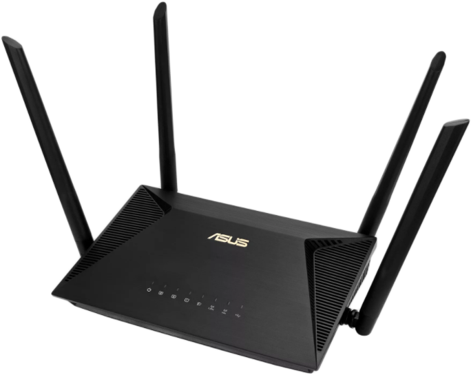 Fekete ASUS router antennákkal.