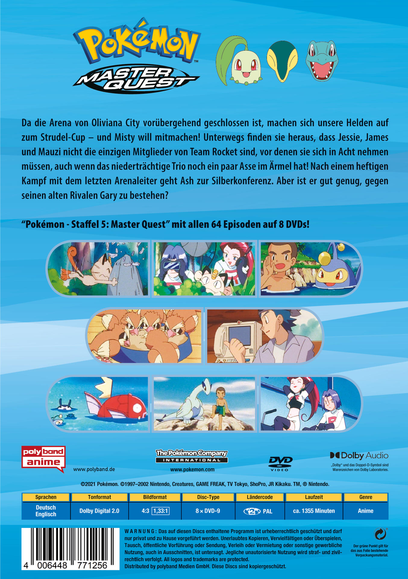 DVD-Cover von Pokémon: Master Quest, mit Charakteren und Text.