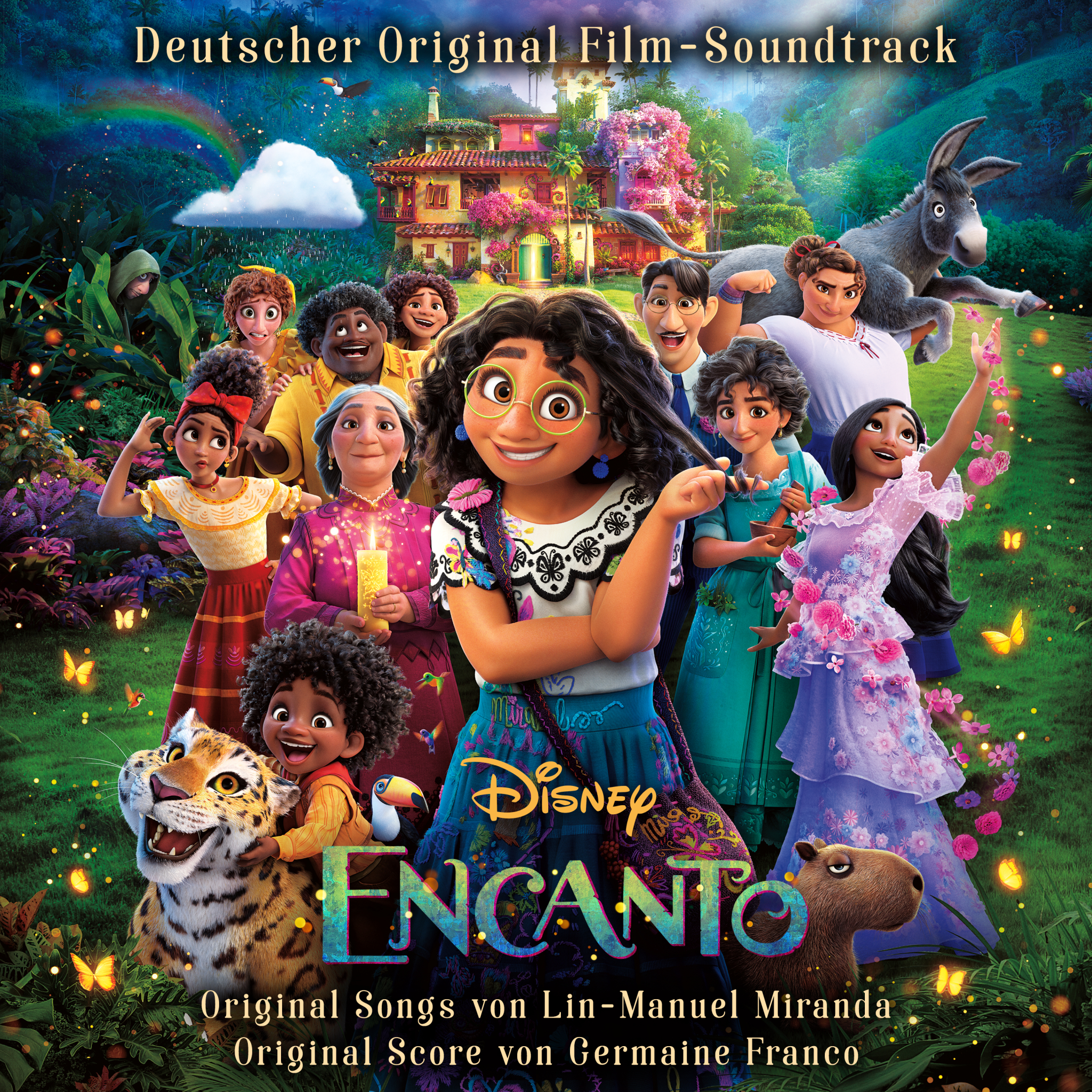 Filmposter für Disneys Encanto mit vielfältigen Charakteren und leuchtenden Farben.