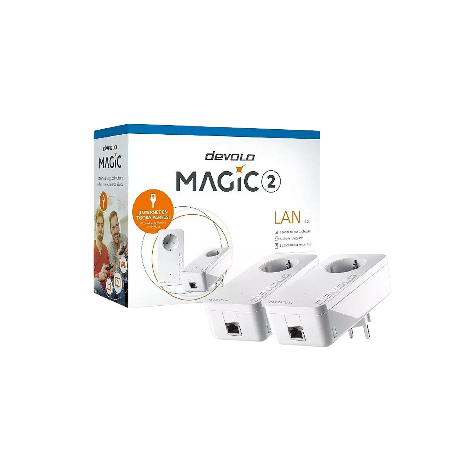 Devolo Magic 2 lan kit powerline plc 2400 mbps para una red 112 extensión domestica unidades blanco adaptador iniciación starter puente conectable 11 2400mbps 500m 8266