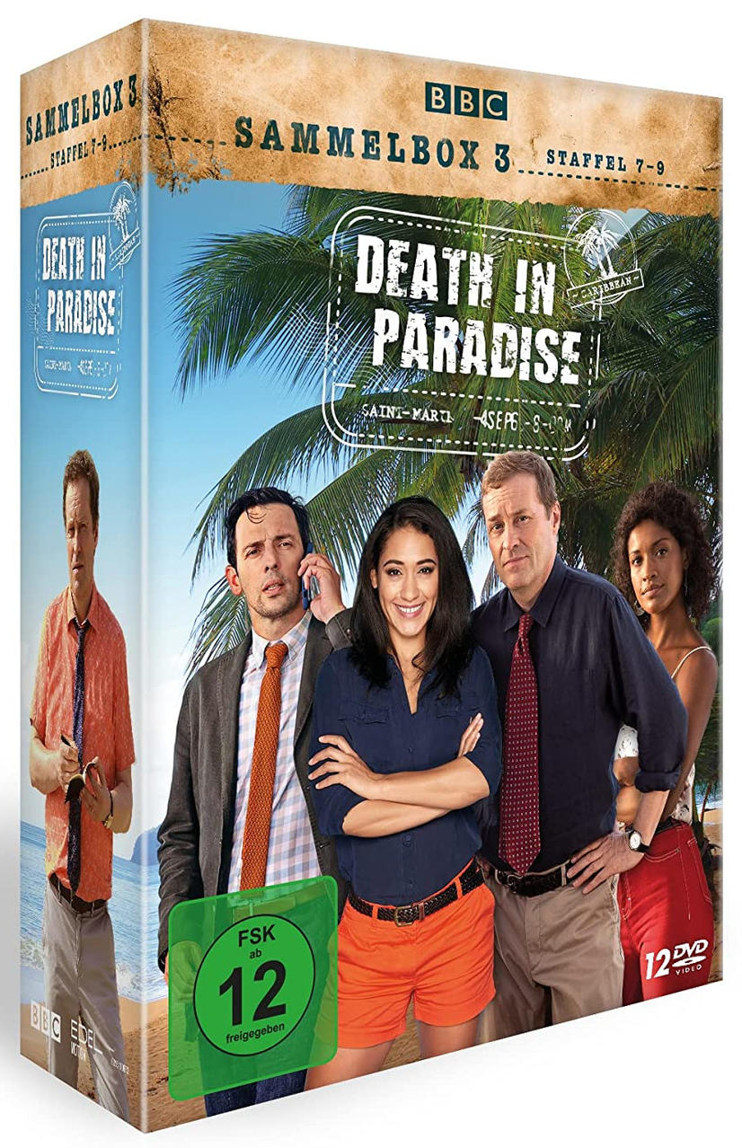Death in Paradise DVD-Box-Set mit Schauspielern auf dem Cover.