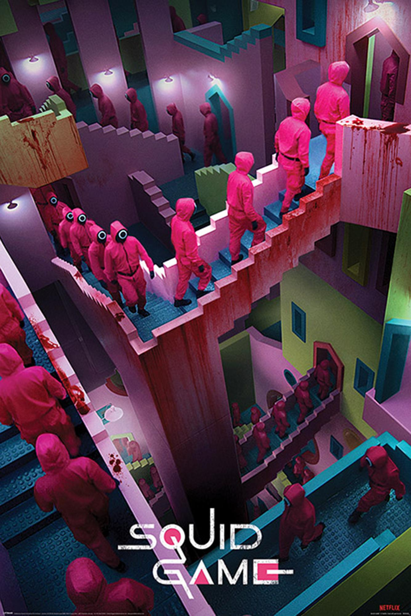 Poster Netflix Crazy Stairs Großformatige Game PYRAMID Squid Poster INTERNATIONAL