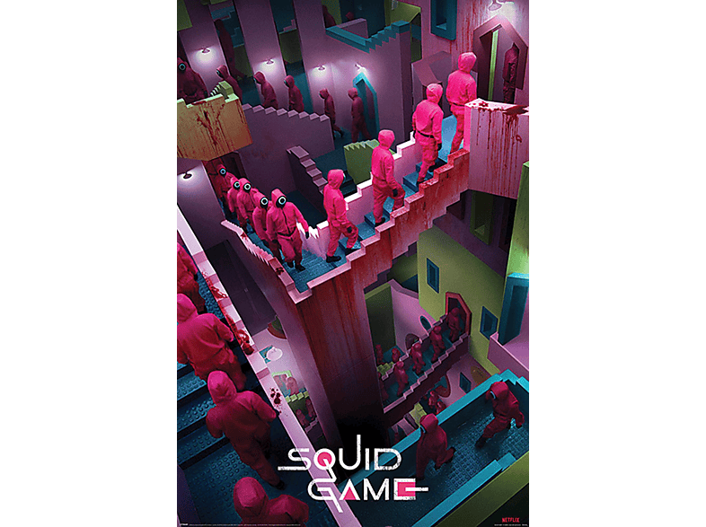 Poster Netflix Crazy Stairs Großformatige Game PYRAMID Squid Poster INTERNATIONAL