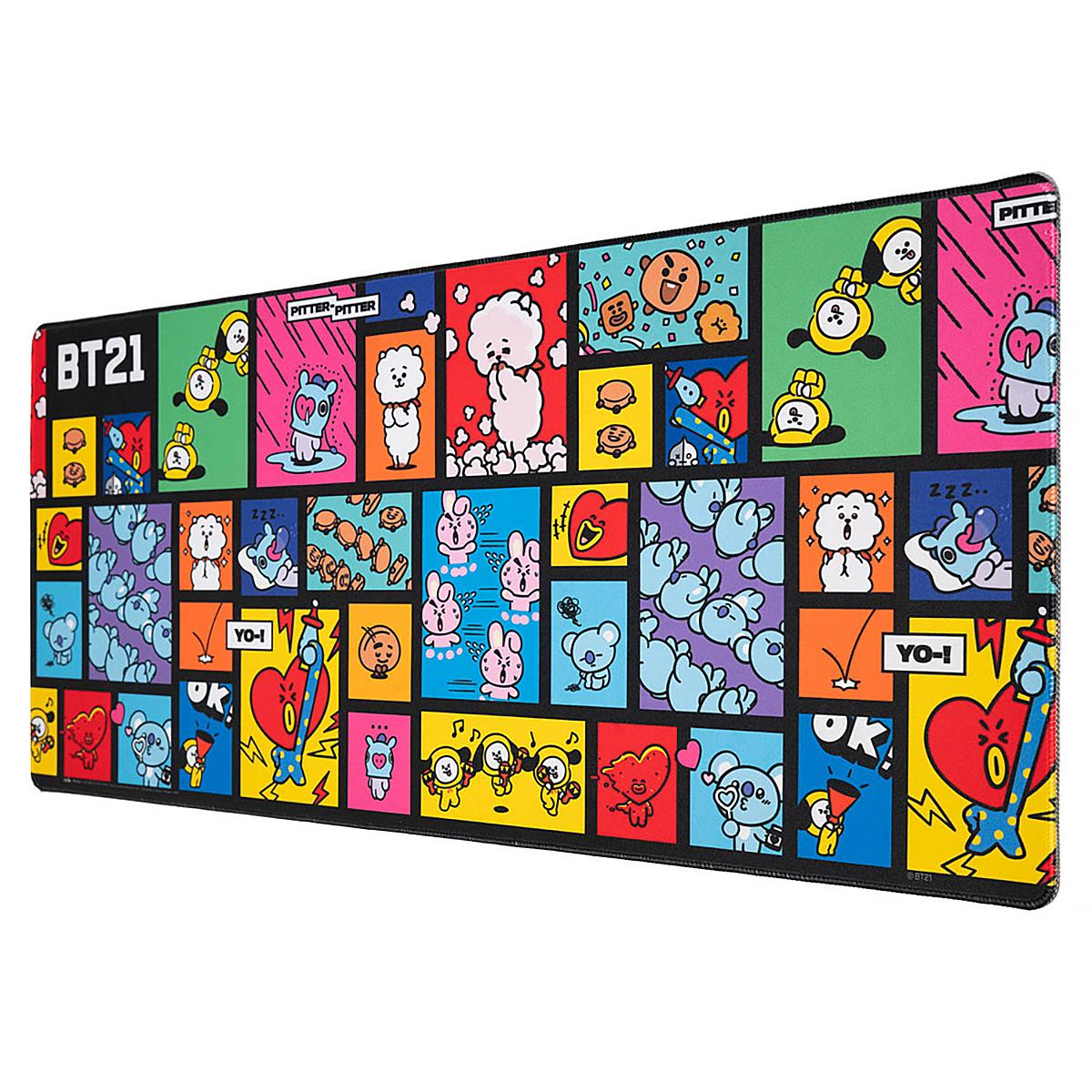 BT21-Mauspad, bunt mit Cartoon-Charakteren.