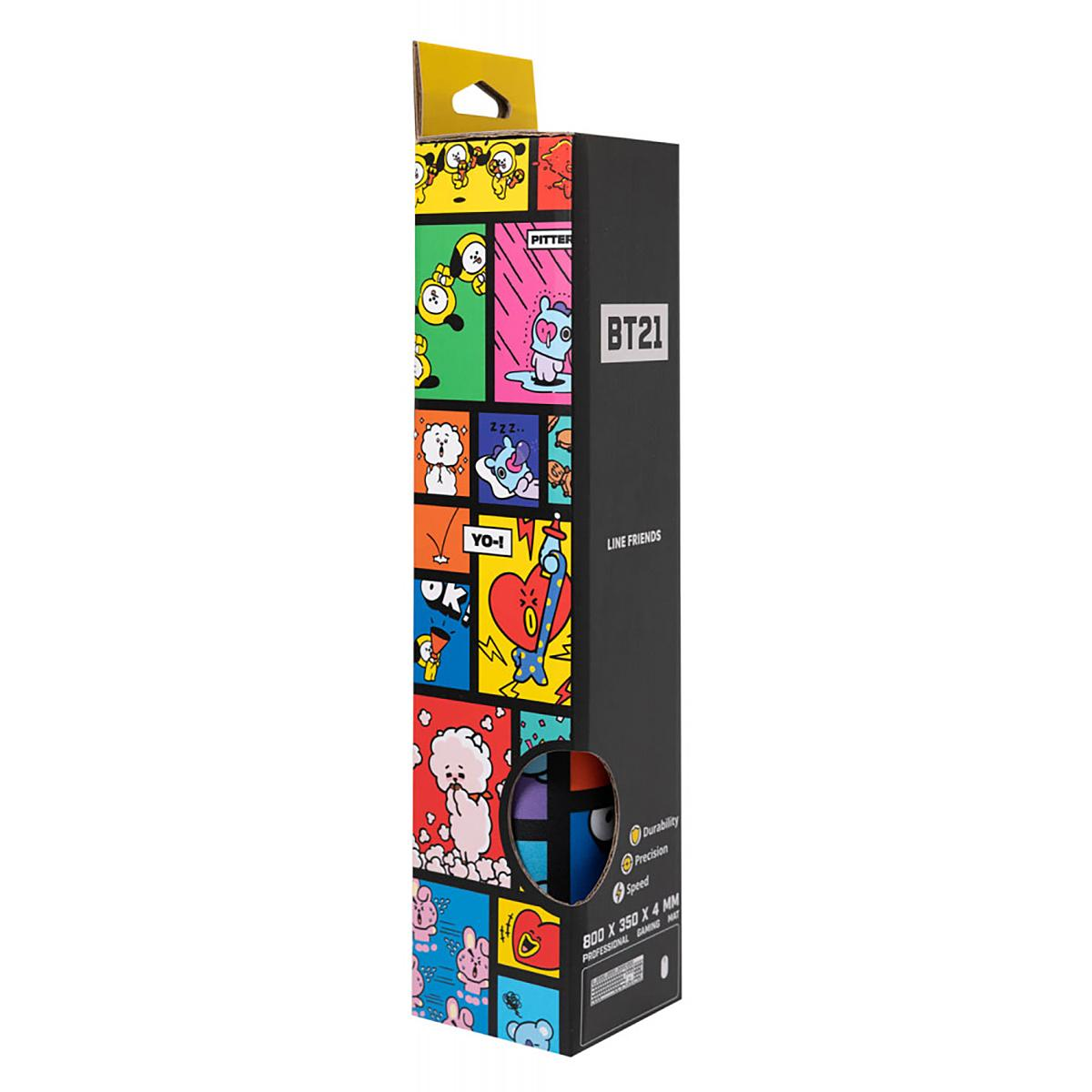 BT21-Box, farbenfrohes Design, mit Charakterillustrationen und Text.