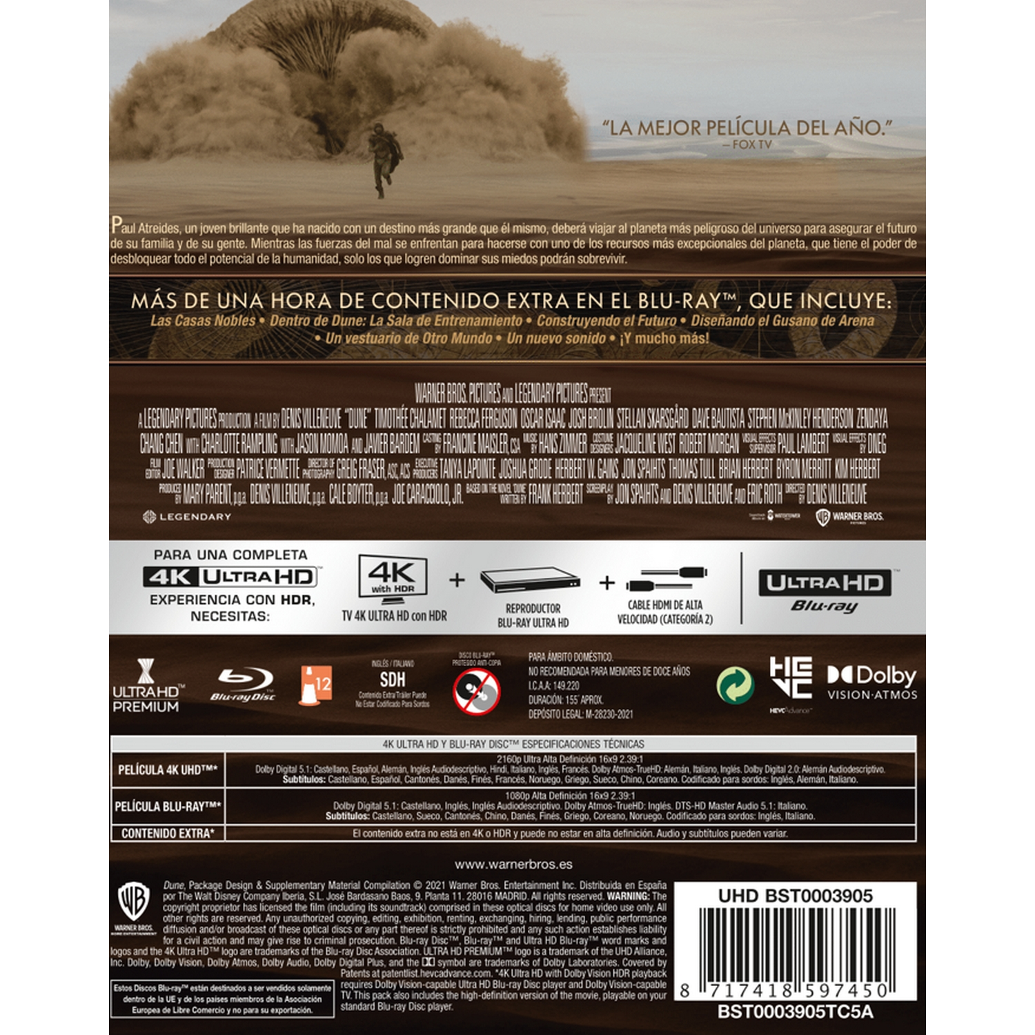 Portada de película con texto y una escena de la película. Los detalles sobre la película son visibles.