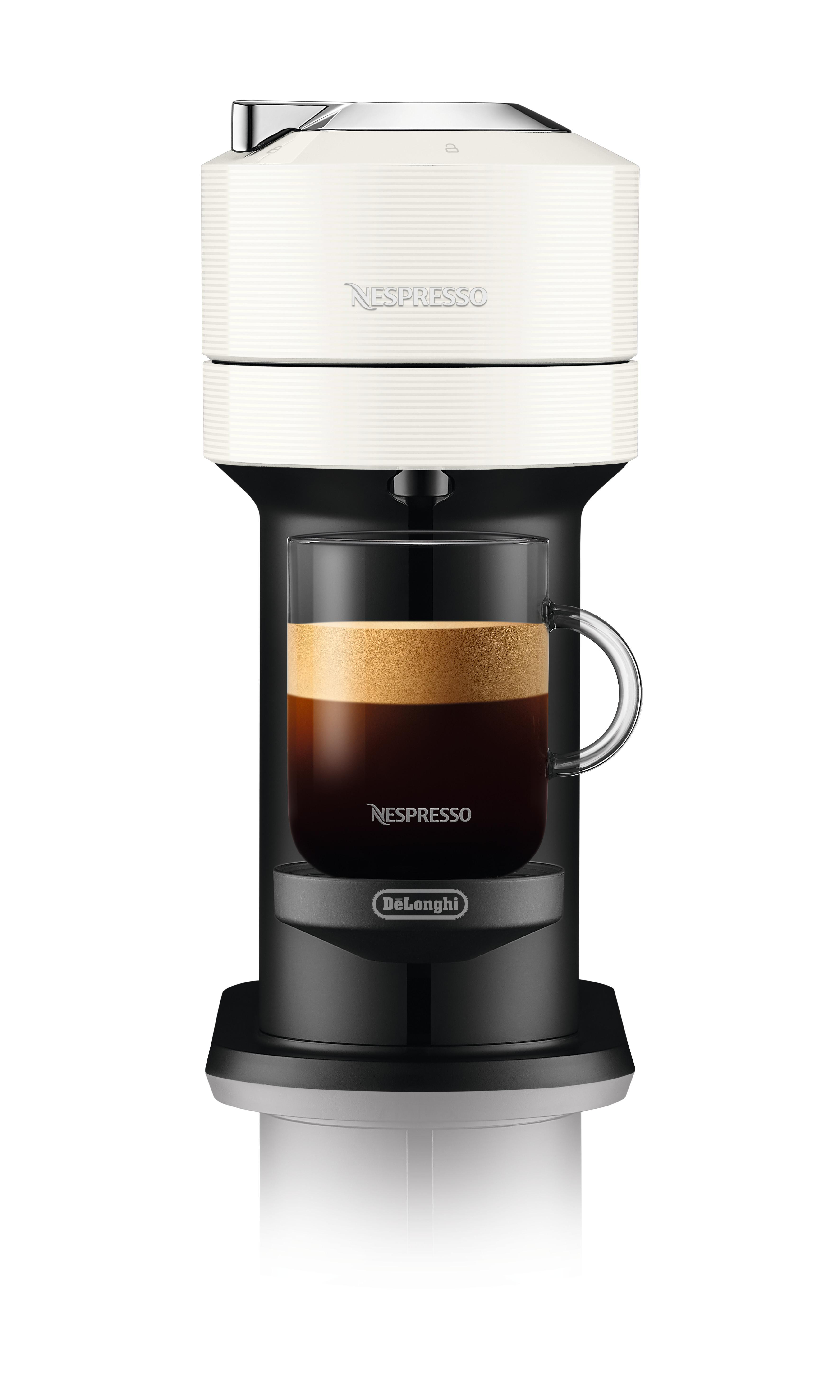 DELONGHI Nespresso VertuoNext ENV120.WAE + Aeroccino3, 5 Tassengrößen, elegantes Design, leichte Bedienung, Milchschäumer, Kapselmaschine White
