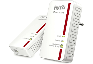 Adaptador PLC - AVM FRITZ!Powerline 1240E Set, 2 unidades, MIMO 2x2, 1200mbps, Mesh, Gigabit Ethernet,  Blanco