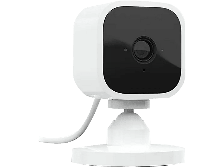 Cámara de seguridad - Amazon Blink Mini, 1080p, Detección movimiento, Visión nocturna,Talkback,Alexa,Blanco