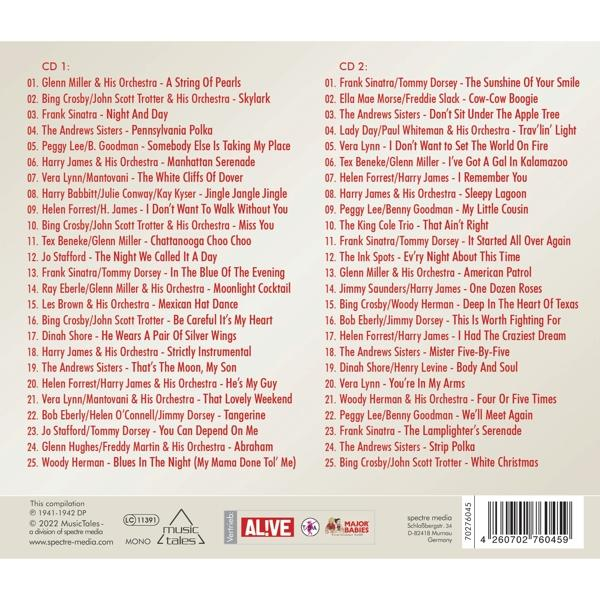CD-Compilation mit Titellisten und Albumcover.