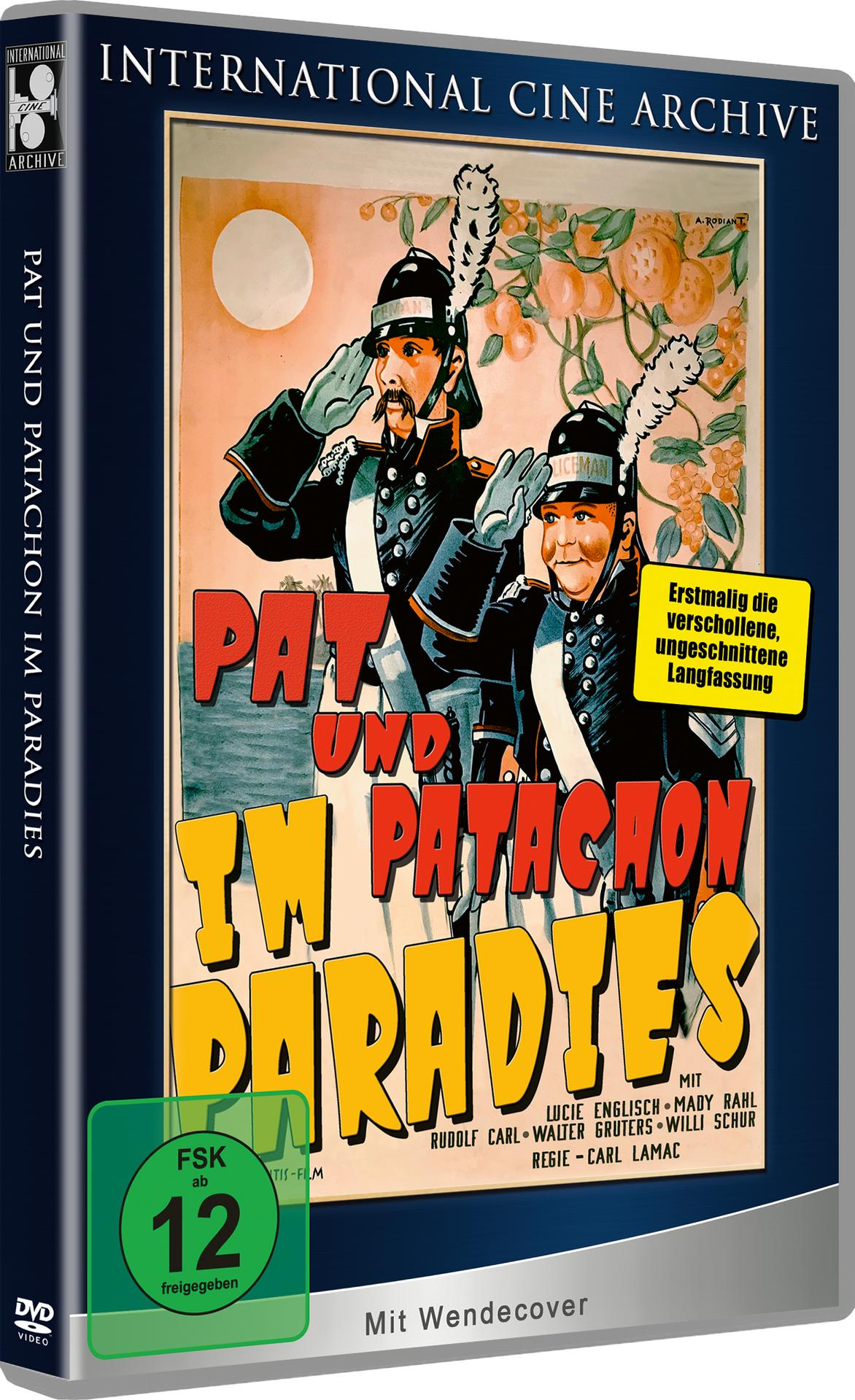 DVD-Hülle mit zwei Soldaten in Uniformen. Text: PAT UND PATACHON IM PARADIES.
