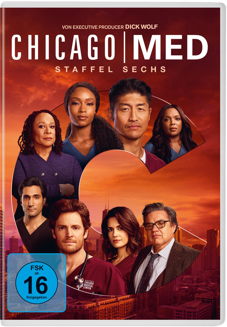 DVD-Cover für die Chicago Med-Show. Es zeigt eine Gruppe von Schauspielern mit dem Titel der Show oben.