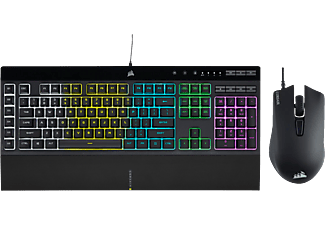 CORSAIR K55 RGB Pro + Harpoon RGB Pro Set - Gaming Tastatur + Gaming Maus, Kabelgebunden, QWERTZ, Full size, Mechanisch, Schwarz