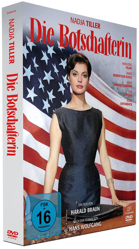 DVD-Hülle mit Frau im schwarzen Kleid, amerikanischer Flaggenhintergrund und deutschem Text.