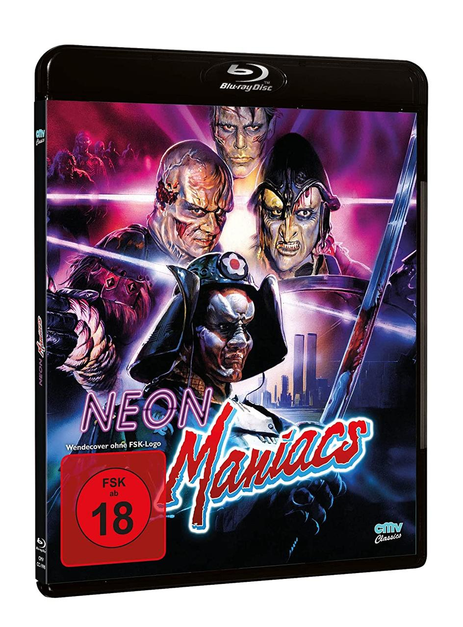 Eine Blu-ray-Disc-Hülle für 'Neon Maniacs' mit Horrorfilm-Artwork.
