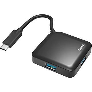 Hub USB - Hama 00200112, USB-C-Hub, 4 Puertos, USB 3.2 Gen1, Adaptador de 5 Gbit / s, Negro
