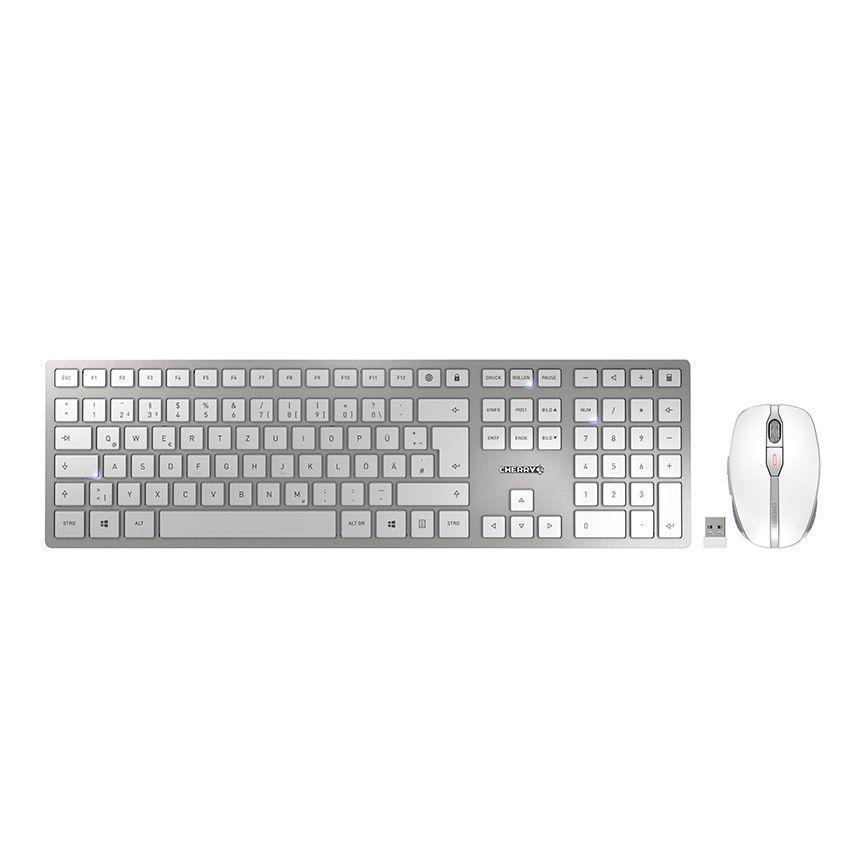 CHERRY DW 9100 SLIM, Tastatur-Maus Set, kabellos, Silber/Weiß