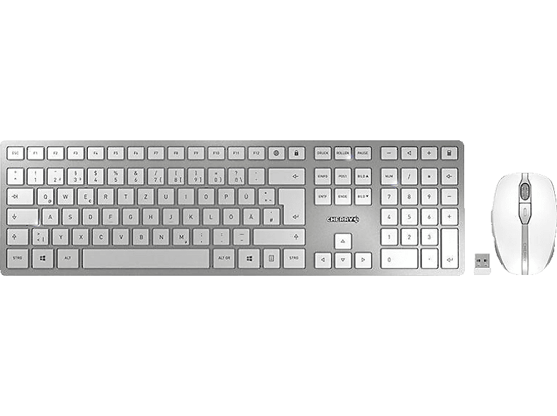 CHERRY DW 9100 SLIM, TastaturMaus Set, kabellos, Silber/Weiß TastaturMaus Set kaufen SATURN