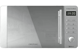 Microondas - Cecotec ProClean 5120 Mirror, Grill, 800W, 20 L, 8 programas, Inox