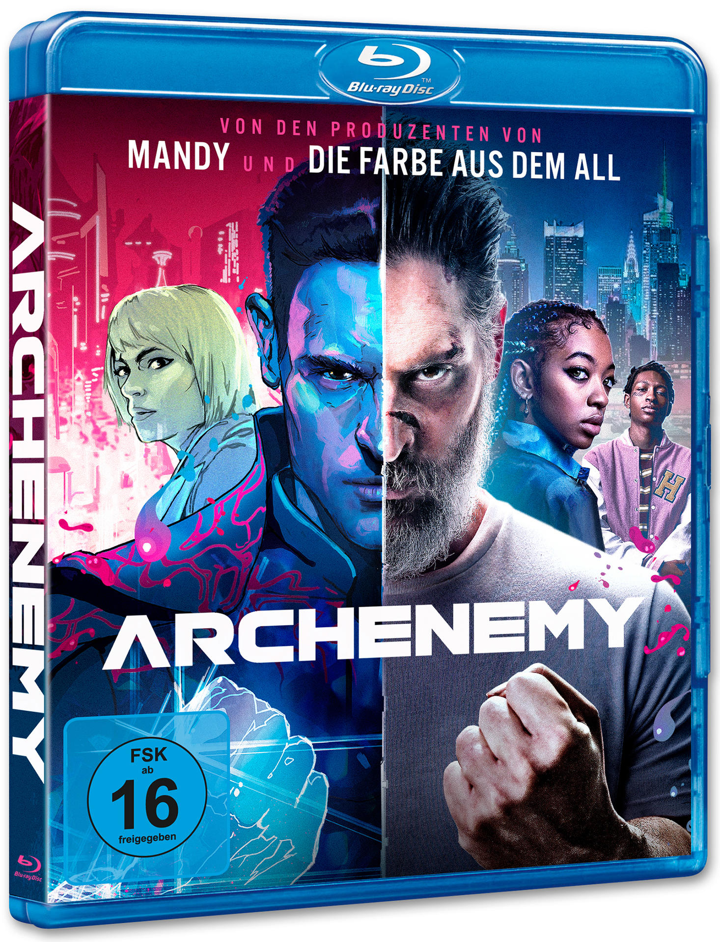 Blu-ray-Cover für den Film 'Archenemy' mit Schauspielern.