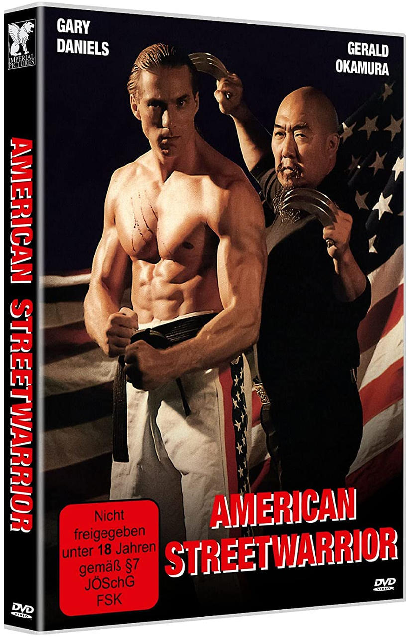 DVD-Cover des Films 'American Street Warrior'. Zwei Männer sind auf dem Cover. Amerikanische Flagge im Hintergrund.