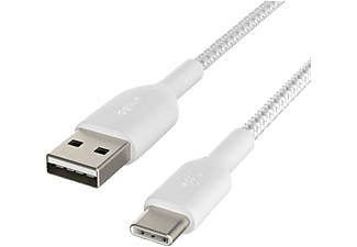 BELKIN Boost Charge Nylonflätad USB-A till USB-C kabel, 2 meter - Vit