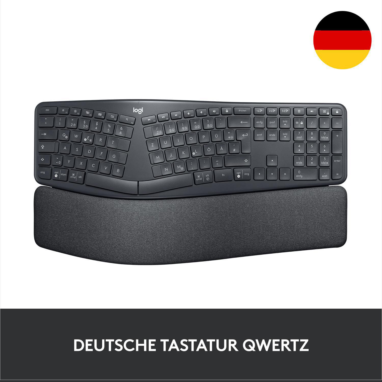 LOGITECH ERGO K860, Handballenauflage, ergonomische, Tastatur 