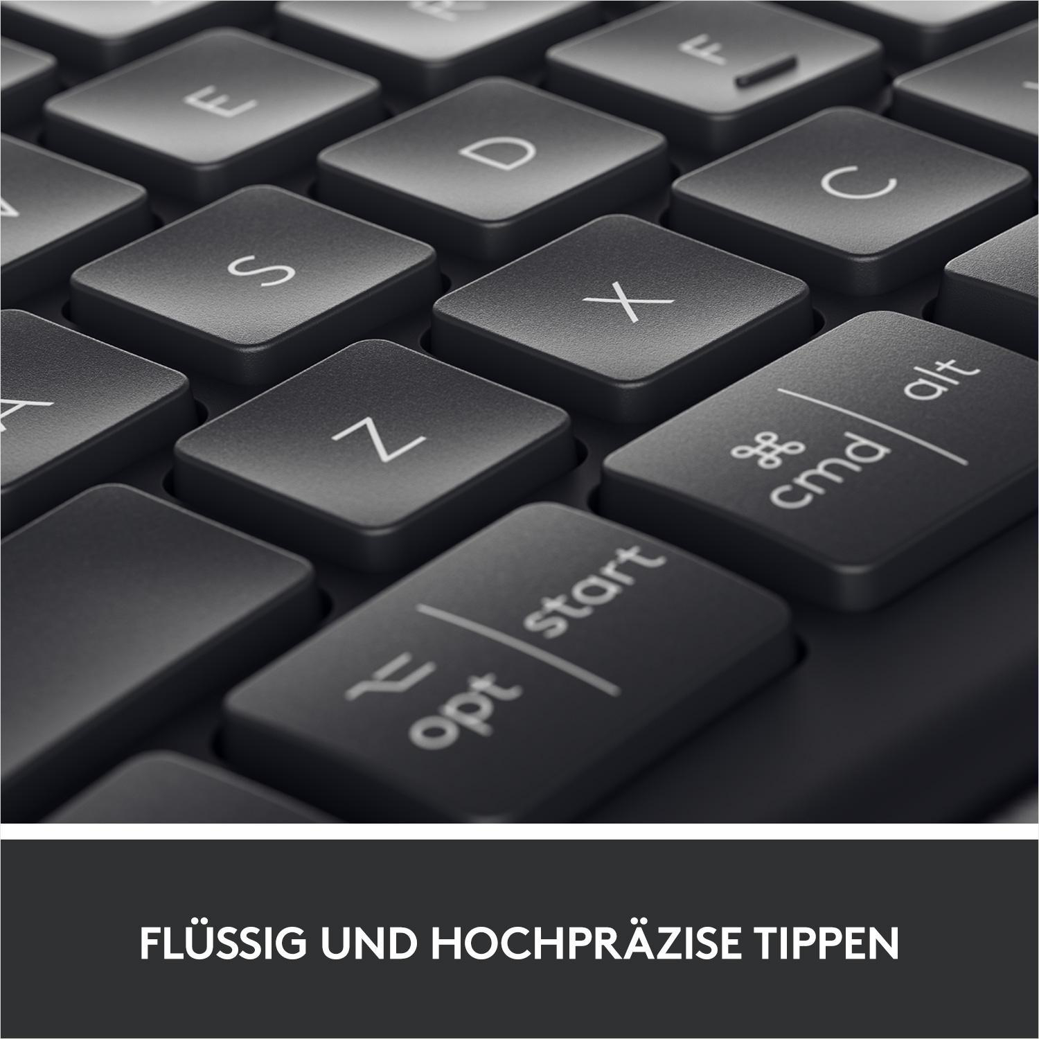 Nahaufnahme einer Tastatur mit schwarzen Tasten.