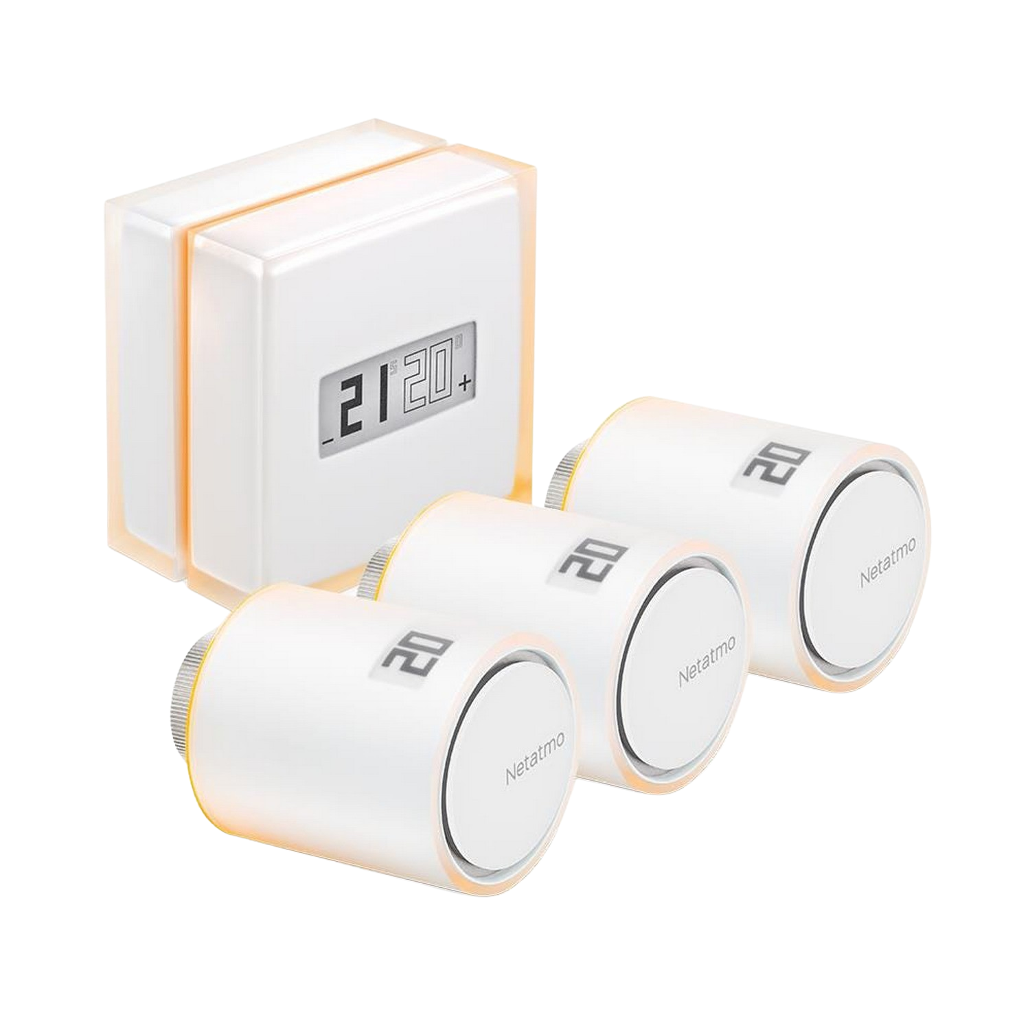 Termostato - Netatmo NBU-NTH-NAV, Inteligente, Anticipación, Calefacción individual, Ahorro energético + 3 Válvulas