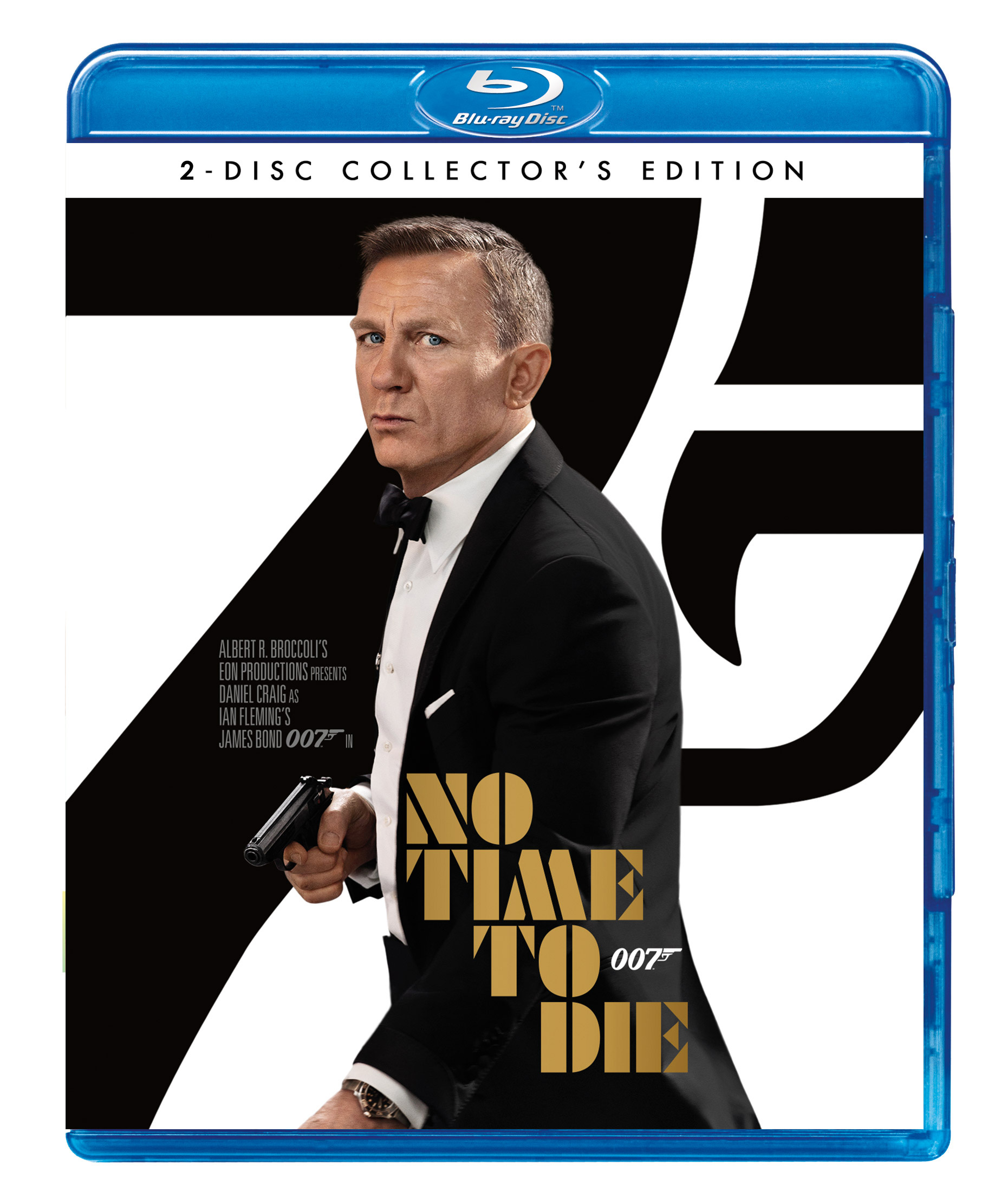Couverture Blu-ray de 'Mourir peut attendre' avec Daniel Craig en smoking.