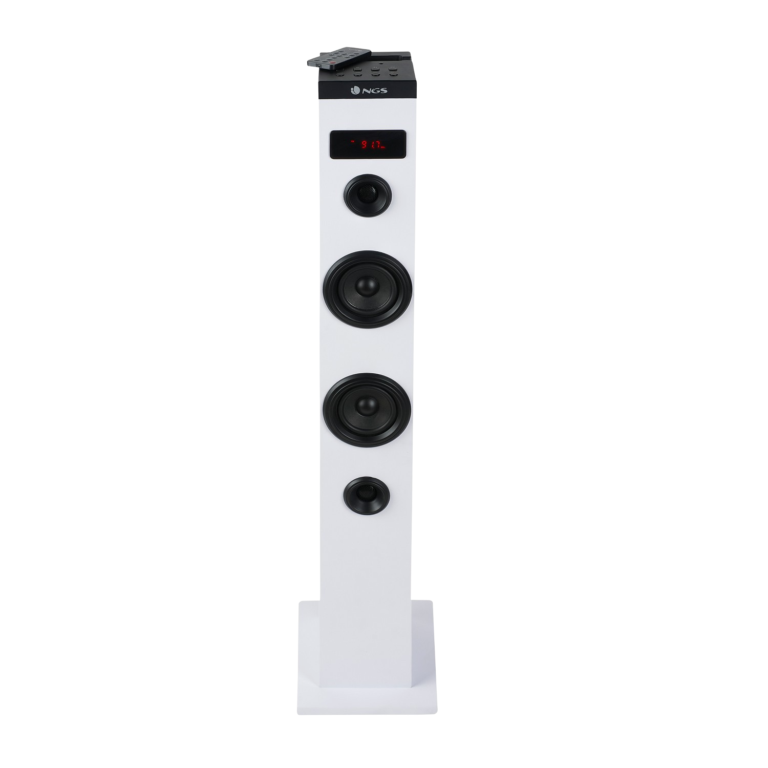 Torre de sonido - NGS Skycharm, 50W, Bluetooth, USB, Radio FM, Aux, Blanco