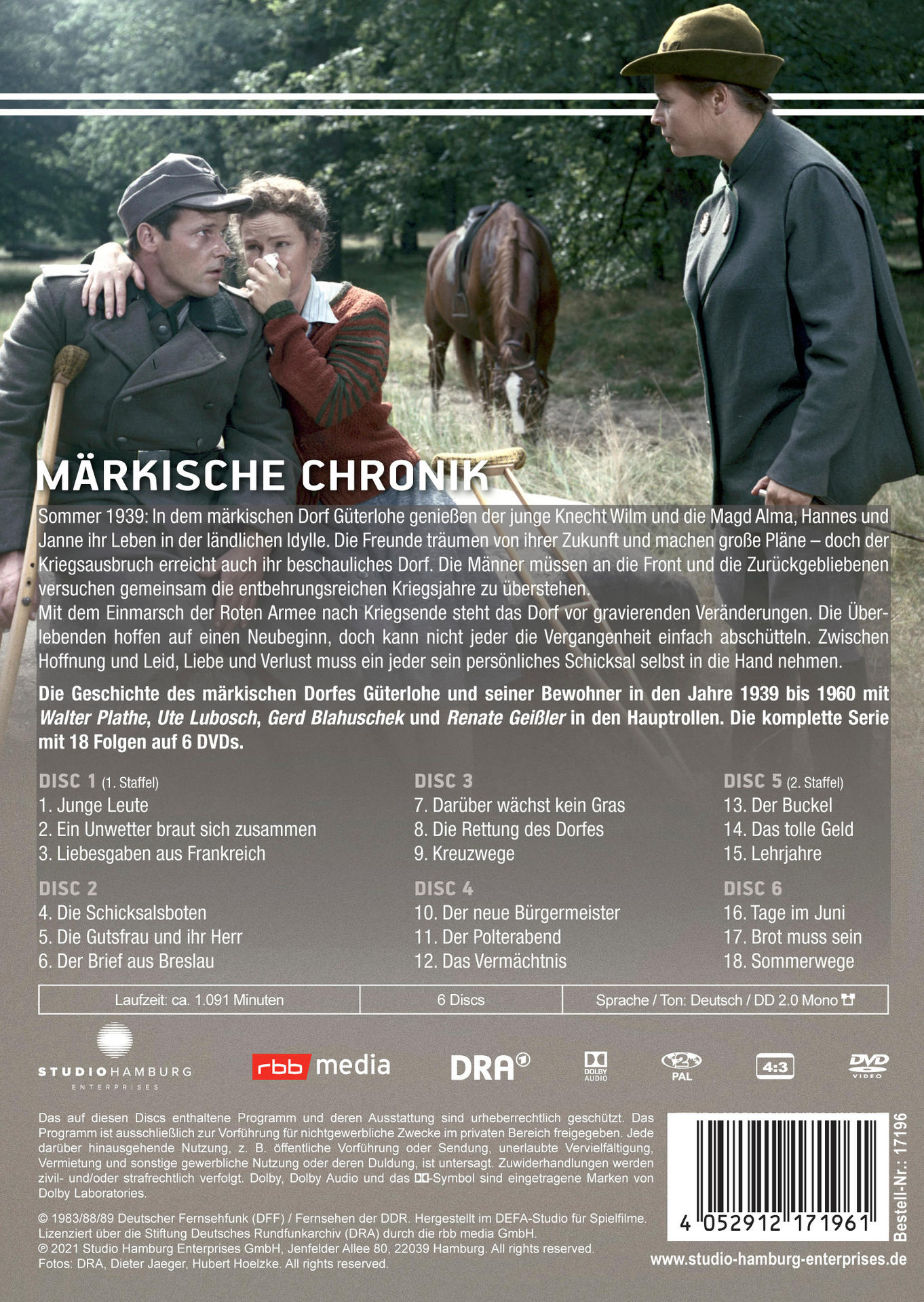 DVD-Cover mit Schauspielern und deutschem Text. Die Disc trägt den Titel 'Märkische Chronik'.