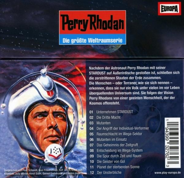 Buchcover der Perry Rhodan-Serie. Es zeigt ein Astronautenporträt und Text. Der Hintergrund zeigt einen Planeten.