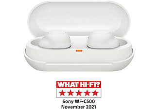 Auricular True Wireless - Sony WFC500W,  Carga rápida, Autonomía 20h, Google Assistant, Siri, Bluetooth, IPX4, Cascos inalámbricos, Blanco