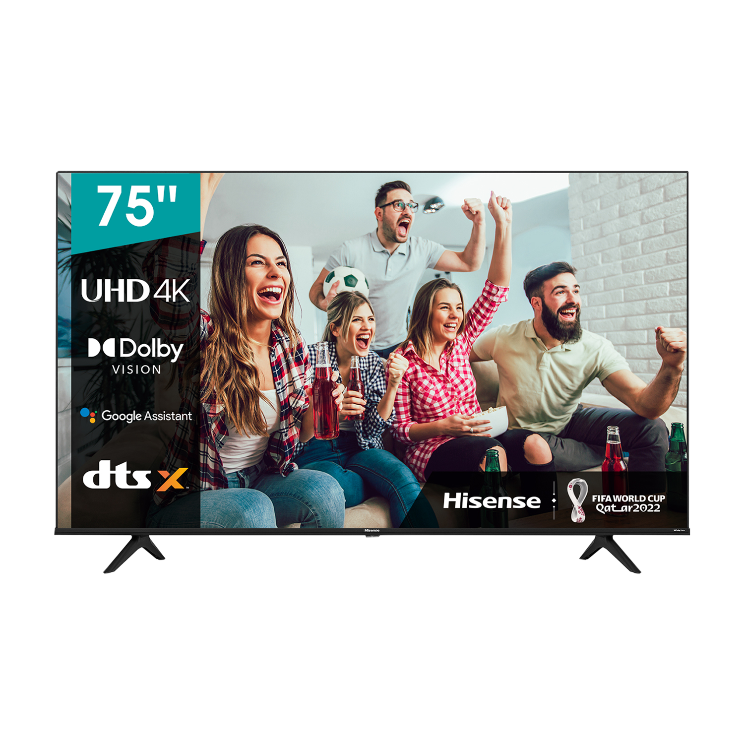 TV LED 75" - Hisense 75A6G, UHD 4K, VIDAA U 5.0, Smart TV, Dolby Vision, HDR10+, Control de voz, Negro