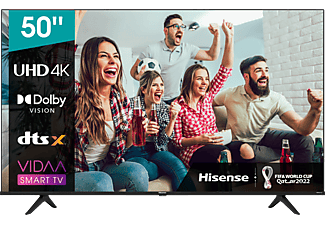 TV LED 50" - Hisense 50A6BG, 4K UHD, Smart TV, Control por voz, HDR 10, HLG, Dolby Vision y Audio, TUV, Negro