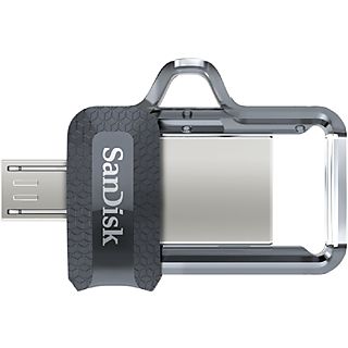 Pendrive para móvil 128 GB - SanDisk Ultra Dual Drive m3.0, Micro USB y USB 3.0, 130 MB/s, Con Memory Zone, OTG, Gris