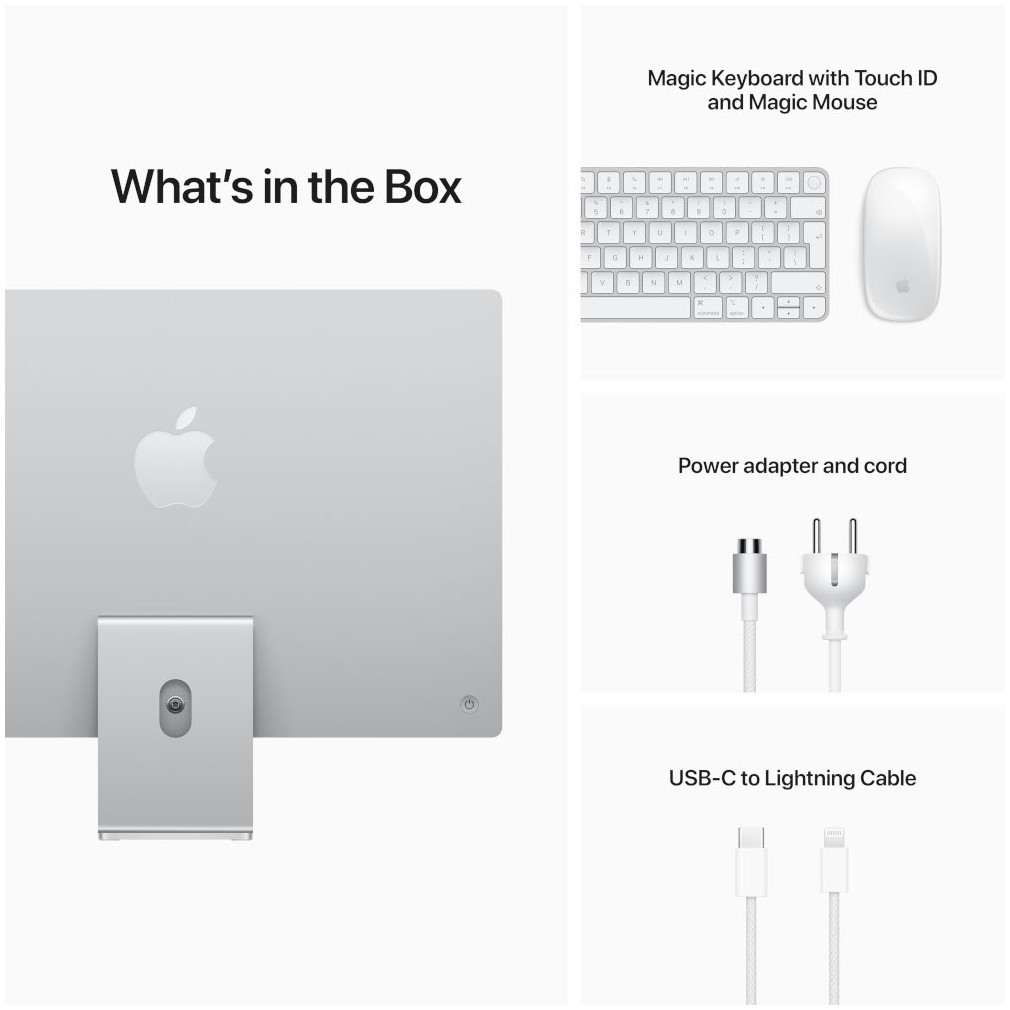 APPLE iMac 24" M1 256 GB Silver 2021 (MGPC3F)