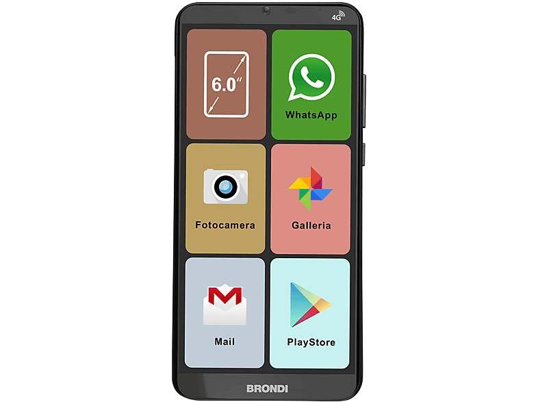 Brondi Amico Smartphone XL, 16 GB, Black