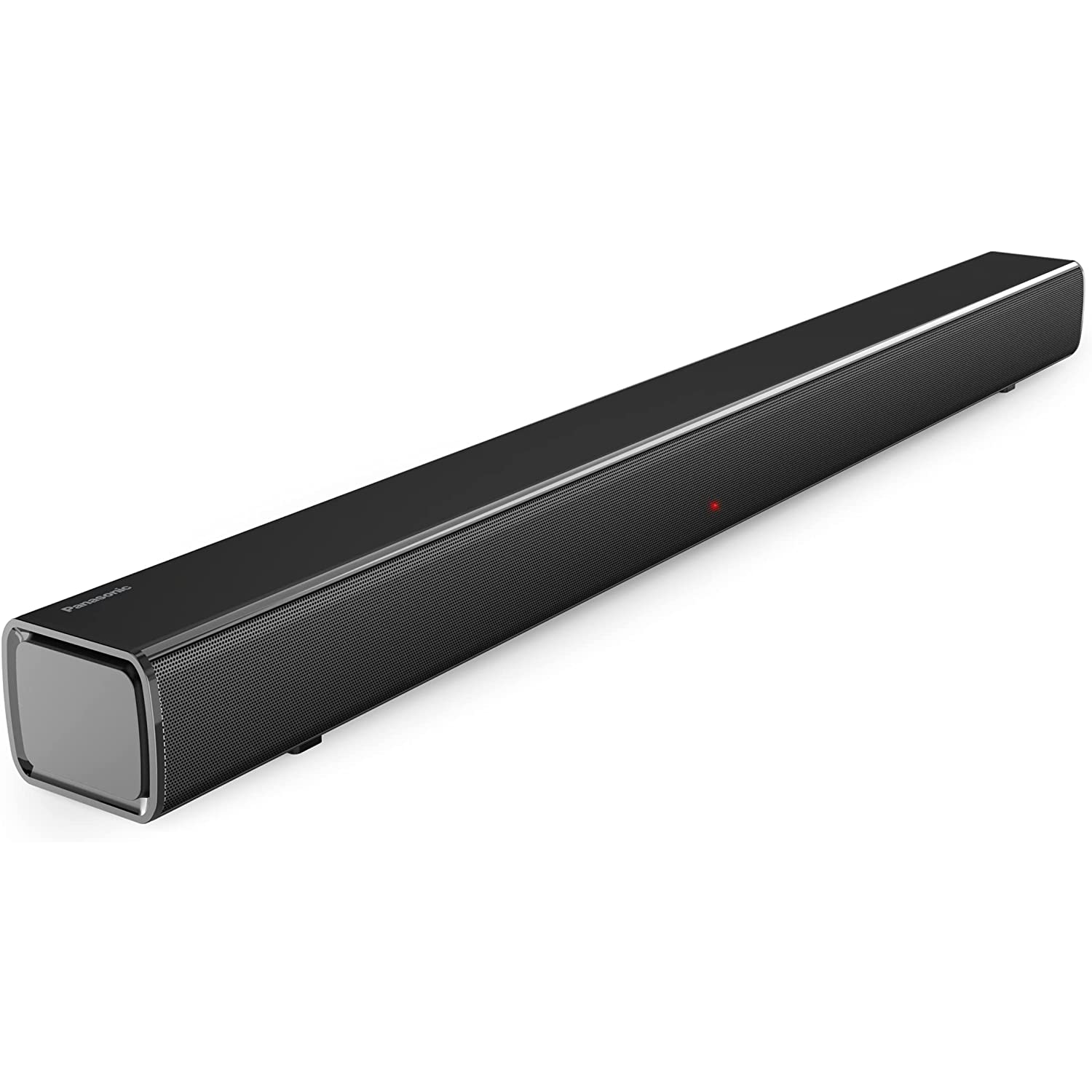 Barra de sonido negra sobre un fondo blanco. Es rectangular con esquinas redondeadas. Una luz roja está encendida.