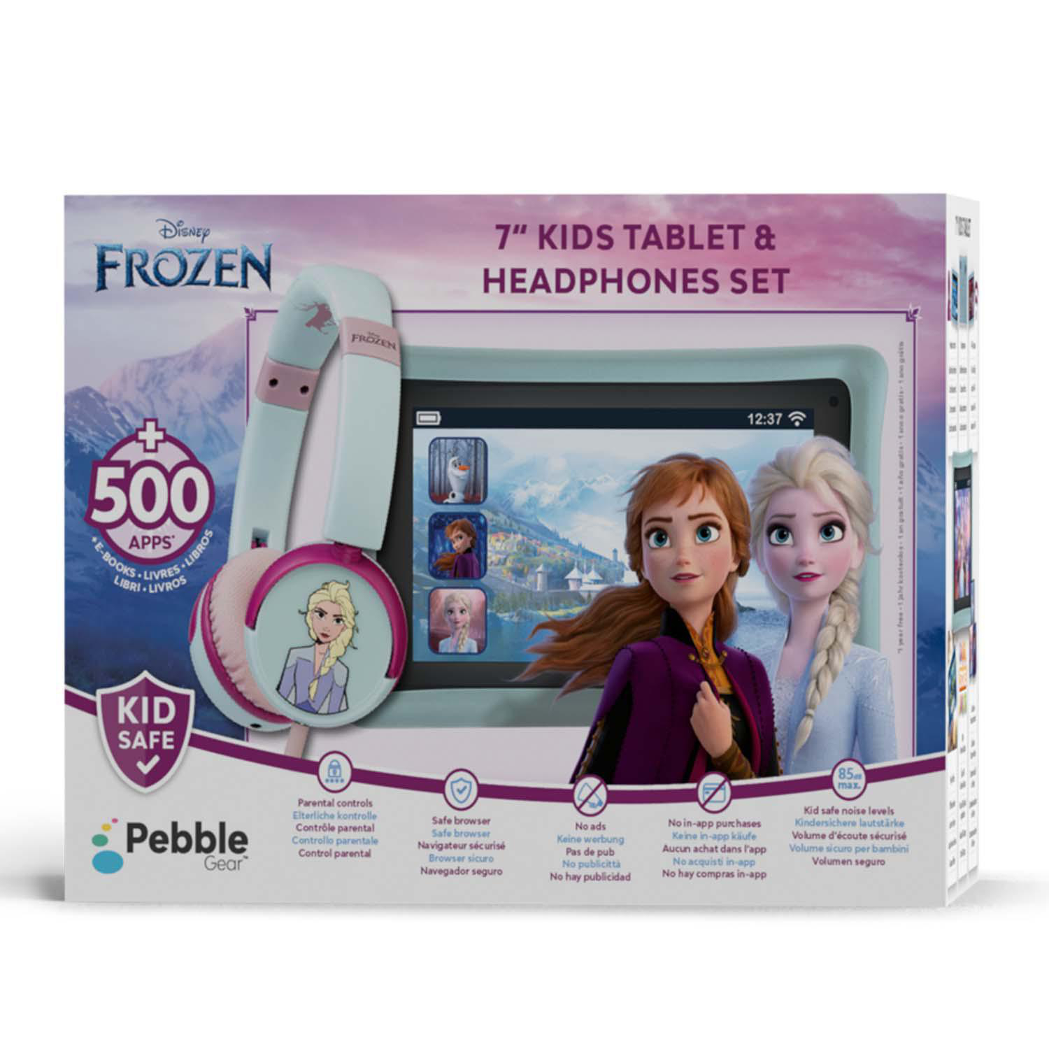 PEBBLE GEAR Frozen Tablet + Headphone Bundle Kindertablet, Mehrfarbig