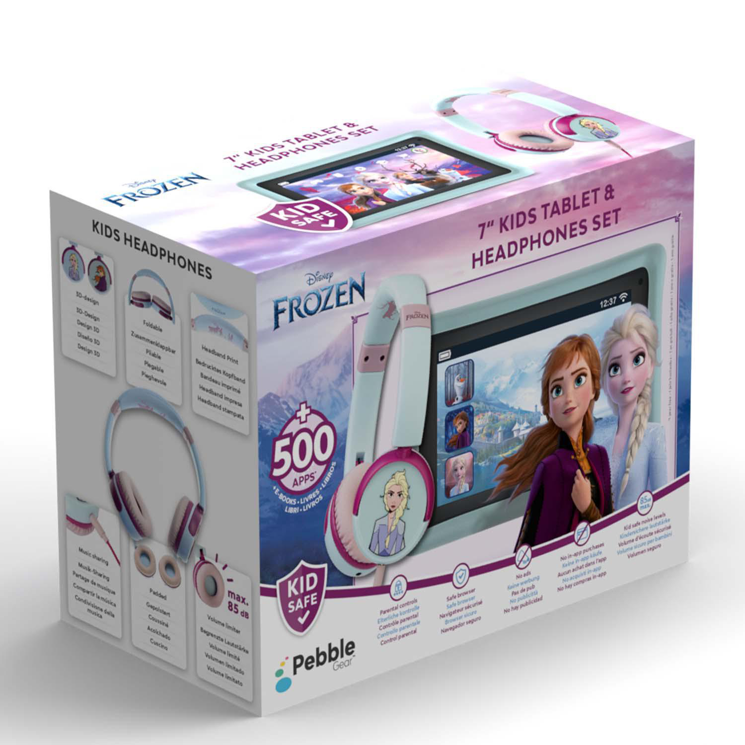 PEBBLE GEAR Frozen Tablet + Headphone Bundle Kindertablet, Mehrfarbig