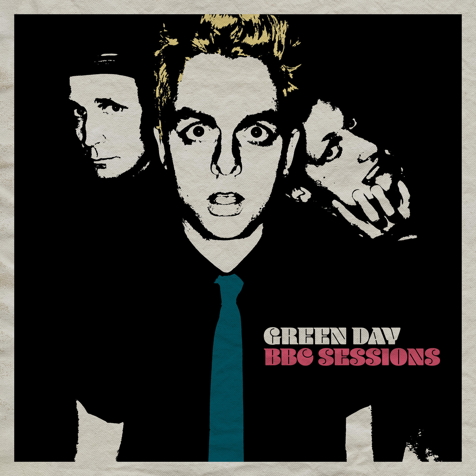 Green Day album borító. Három zenekari tag fekete ingben. Szöveg: Green Day BBC Sessions.