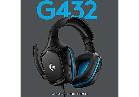 LOGITECH G432 7.1 Headset CUFFIA GAMING, nero
