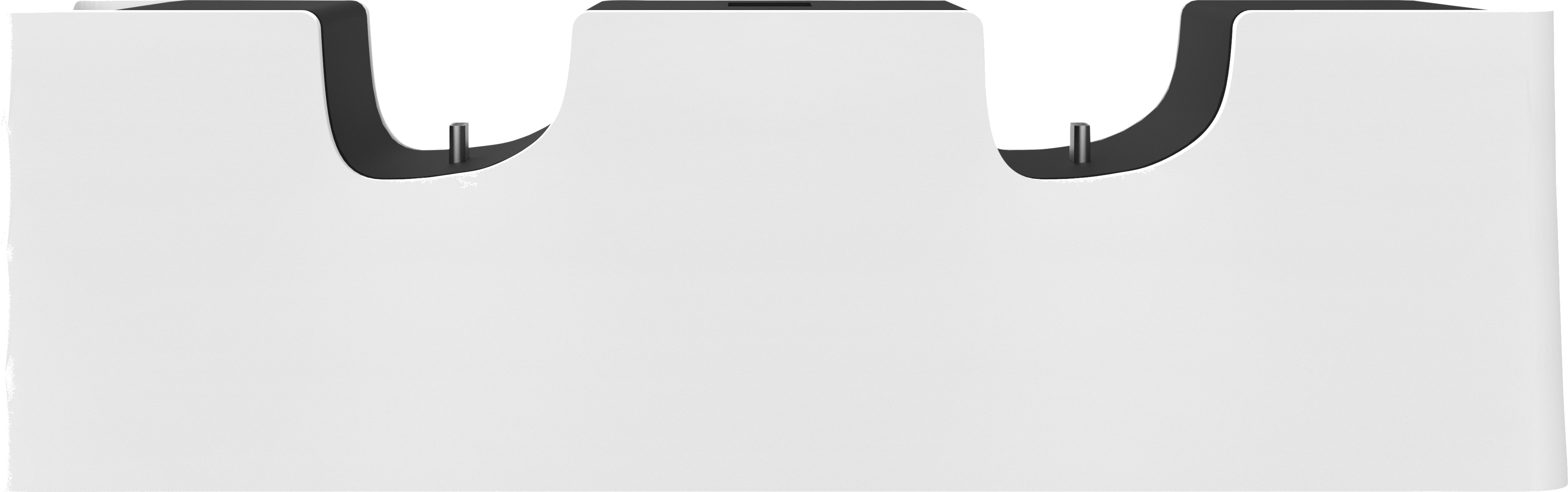 White dual charging station with two black slots.
