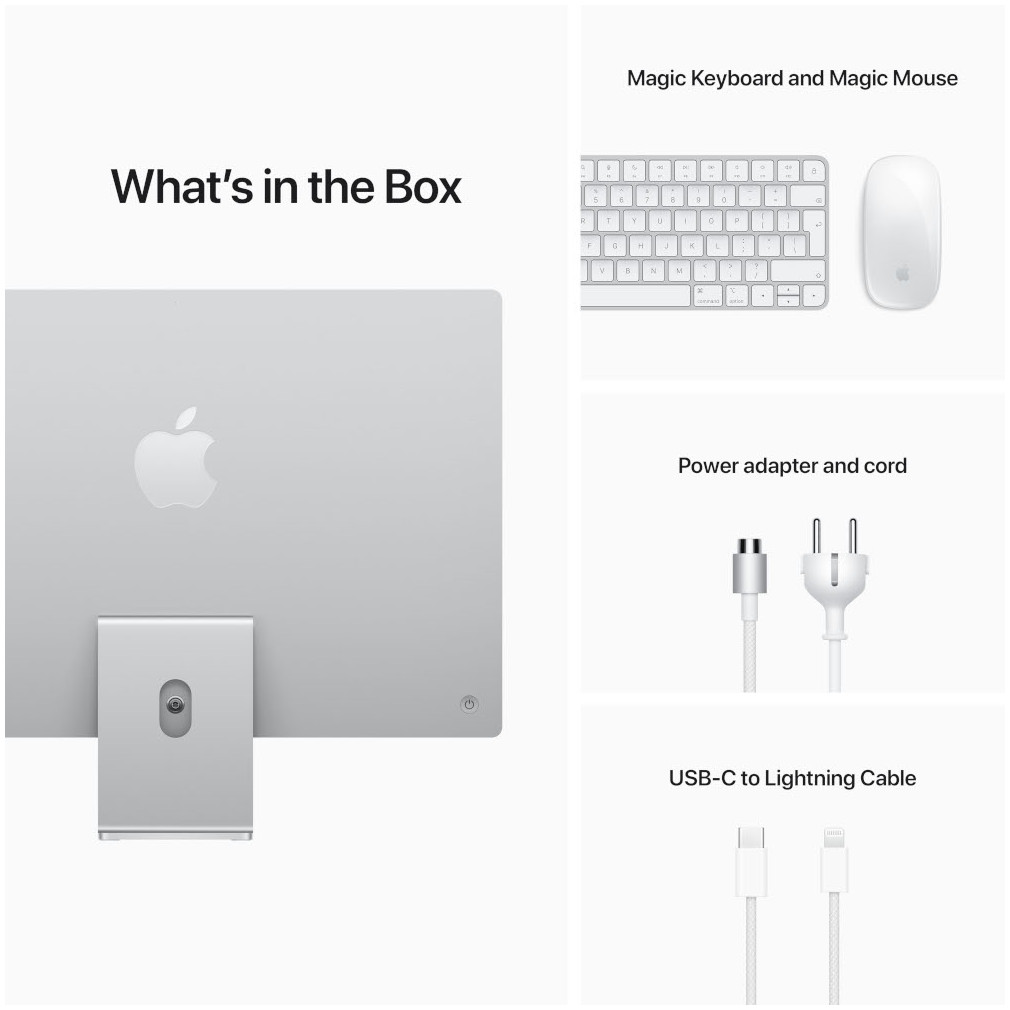 APPLE iMac 24" M1 256 GB Silver 2021 (MGTF3F)