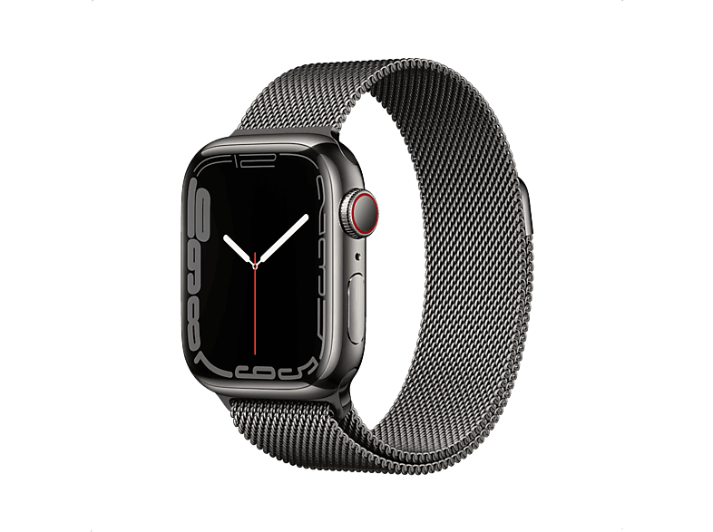 APPLE Watch Series 7 GPS + Cellular - Boîtier Stainless Steel Graphite 41mm, Bracelet Milanese Graphite (MKJ23NF/A)