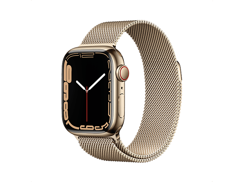 APPLE Watch Series 7 GPS + Cellular - Stainless Steel kast Gold 41mm, Milanese Band Gold (MKJ03NF/A)