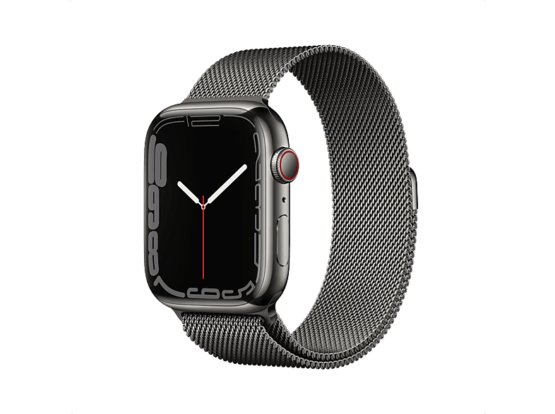 APPLE Watch Series 7 GPS + Cellular - Stainless Steel kast Graphite 45mm, Milanese Band Graphite (MKL33NF/A)